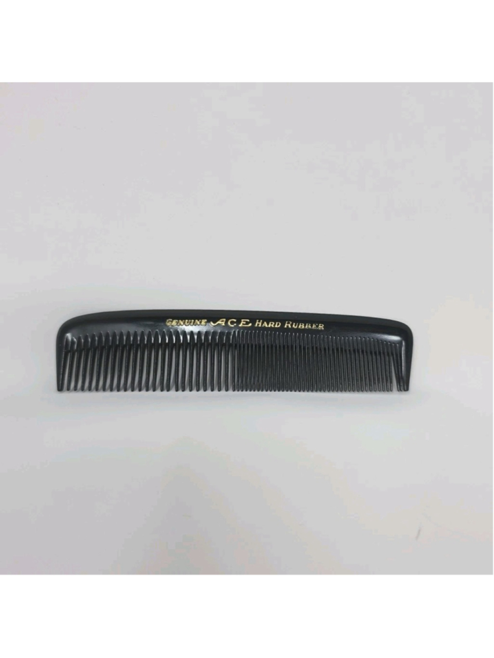 Vintage Ace Genuine Hard Rubber hair Comb Plastic Black USA Pocket Purse 5"